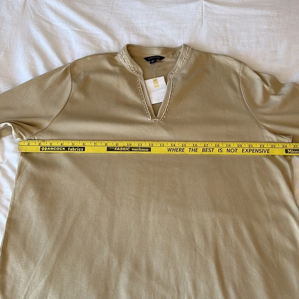 Land’s End Beige Knit Beaded Accent Tunic - Picture 6 of 8